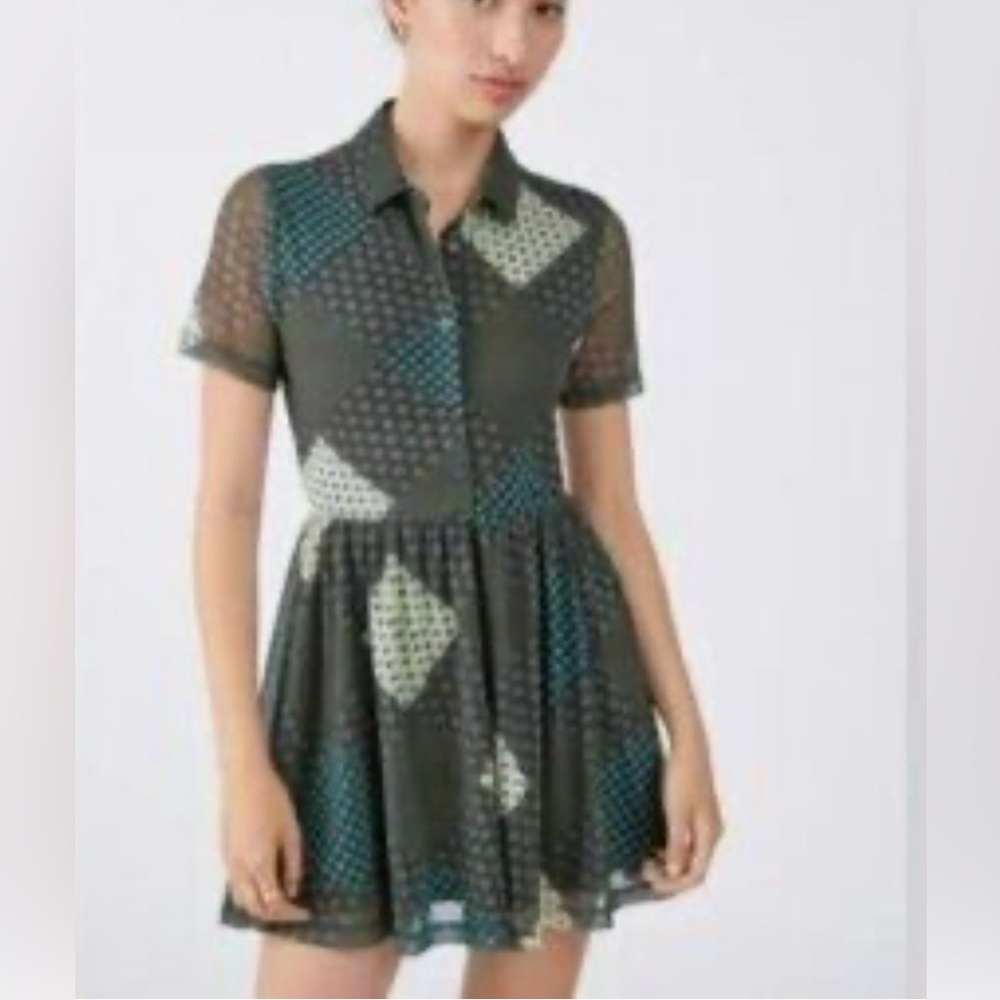 Urban Outfitters - Dottie Collard Mesh Geometric Button Mini Dress Size Medium